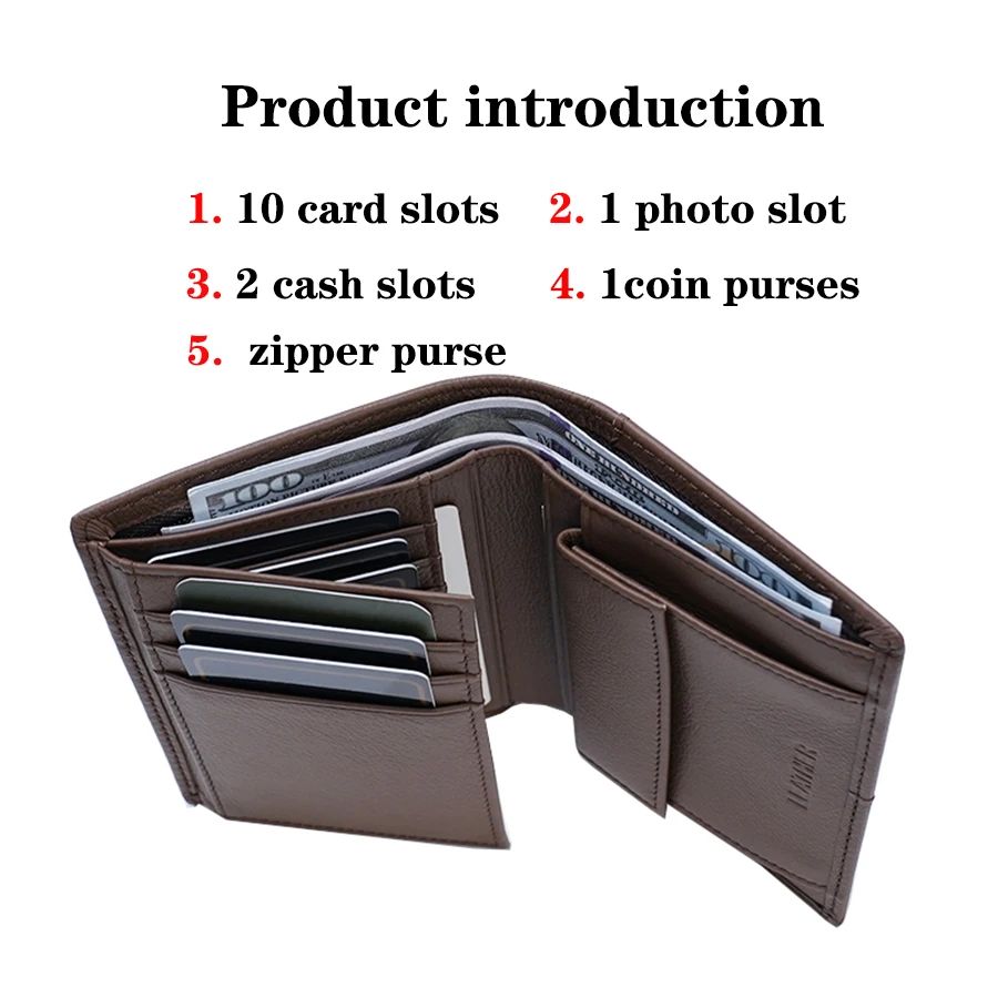 Genuine Leather Men Wallets Short Male Purse Card Holder Wallet Men Fashion RFID anti-theft Wallet for men and women