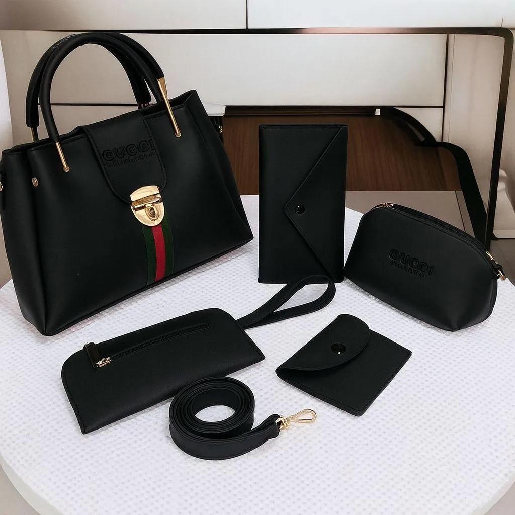👜 5-Piece Handbag Set for Women – Elegant Black Combo 🖤