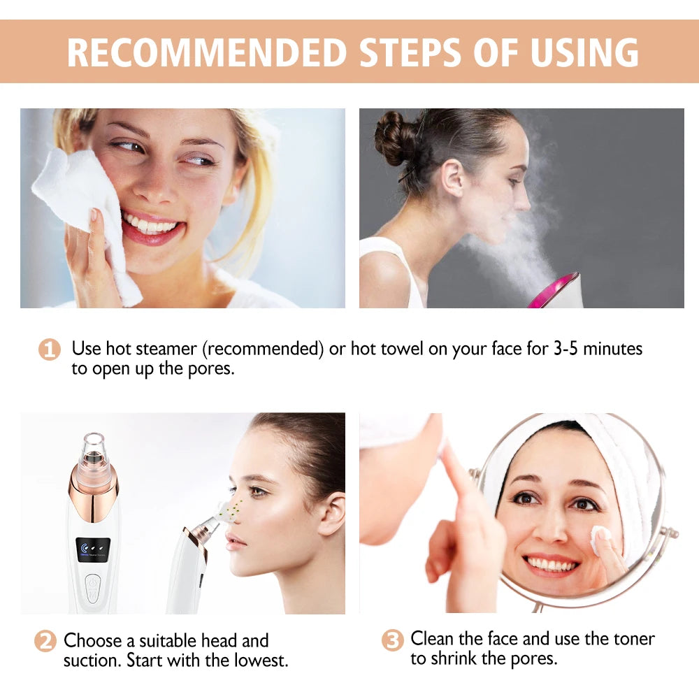 Professional Blackhead Remover Vacuum – Deep Cleansing Pore Cleaner | 5 Heads Acne Suction Device for Face Care