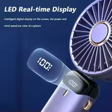 Portable Handheld Mini Fan 3000mAh Foldable Neck Hanging Fans 5 Speed Adjust USB Charge Fan with Phone Stand and Display Screen