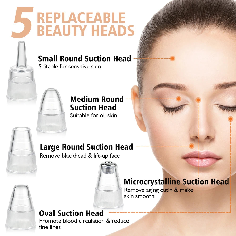 Professional Blackhead Remover Vacuum – Deep Cleansing Pore Cleaner | 5 Heads Acne Suction Device for Face Care