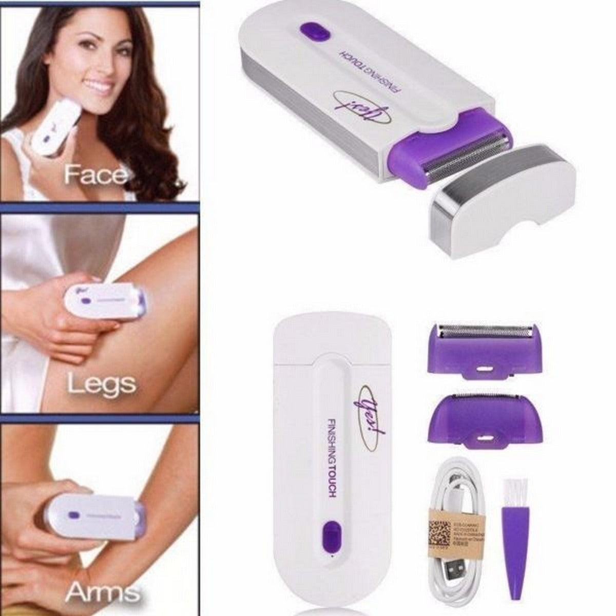 ✨ Finishing Touch Yes Hair Remover – Rechargeable Painless Facial & Body Hair Removal Device for Women