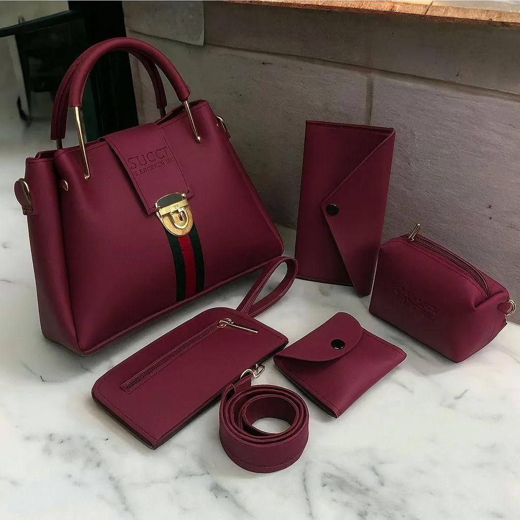 👜 5-Piece Handbag Set for Women – Elegant Black Combo 🖤