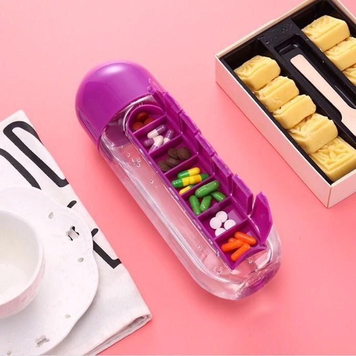 7 Grid Creative Medicine Box with Water Bottle